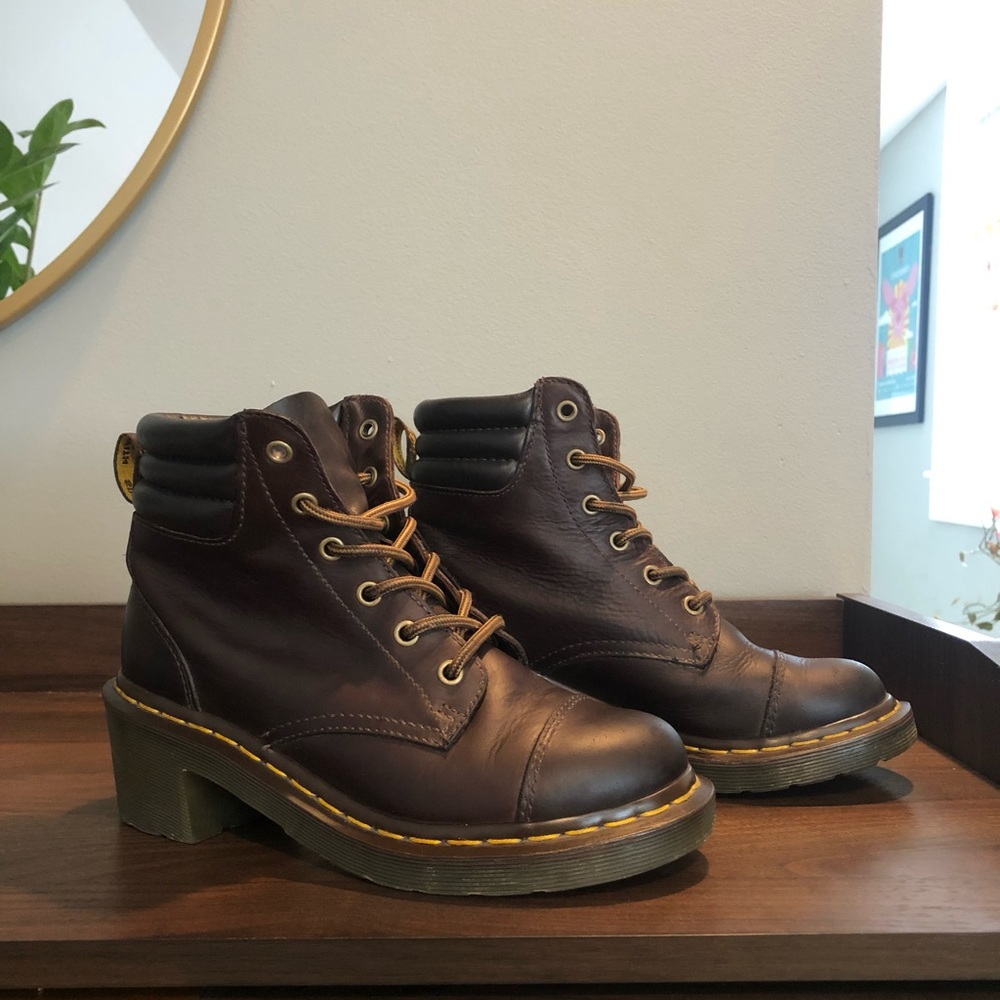 Dr Martens Brown Alexandra Heeled Lace-up Boots